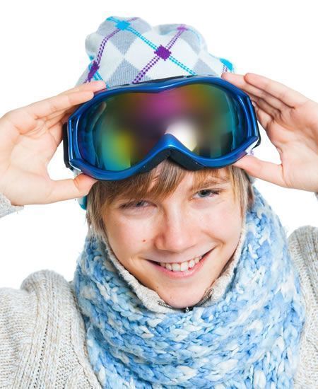 Boy with accessories purchased at the San Rocco store in Livigno