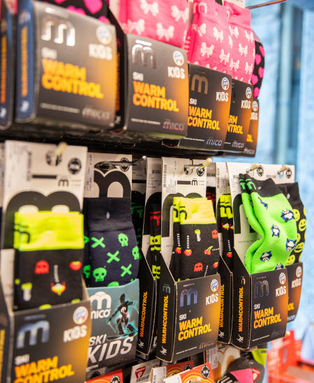 Girl with accessories purchased at the San Rocco store in Livigno