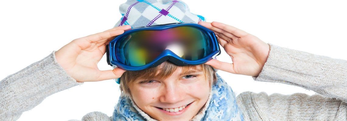 Boy with accessories purchased at the San Rocco store in Livigno